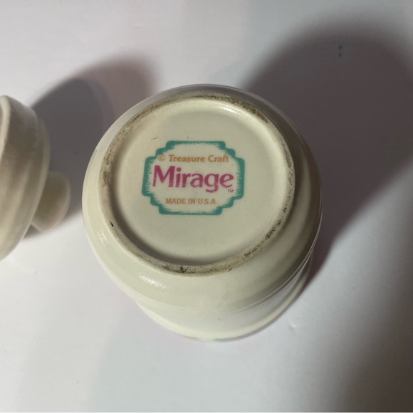 Vintage Treasure Craft Mirage Stoneware Sugar container w/Lid, Pink & Green - Picture 10 of 14